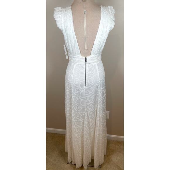 Alice + Olivia Vanna Ruffle Flutter Sleeve Eyelet Embroidered Maxi Dress Size 6 - Picture 10 of 12
